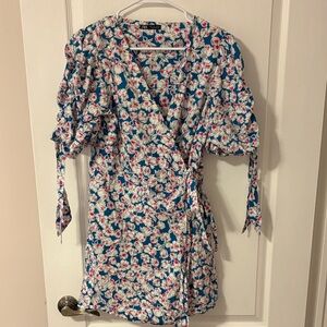 Zara Blue Floral Wrap Dress